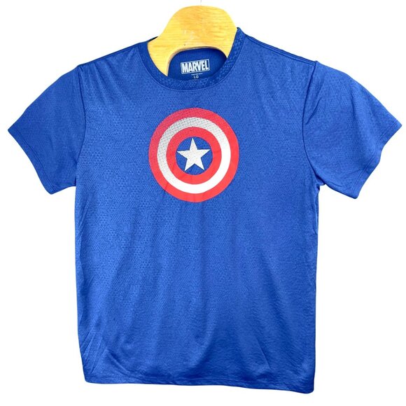 Marvel Captain America T-Shirt Men L Shield Blue - Picture 1 of 6